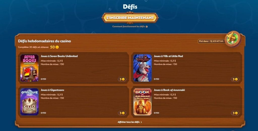 Winbay Casino défis
